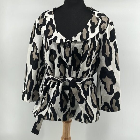 Sandro Jackets & Blazers - SANDRO Sportswear Blazer Animal Print Jacket 3/4 length sleeve button front sz L